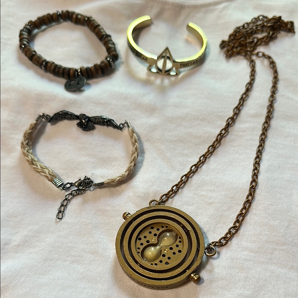 Harry Potter Jewelry Gold and Brown Jewelry 4-Piece Set